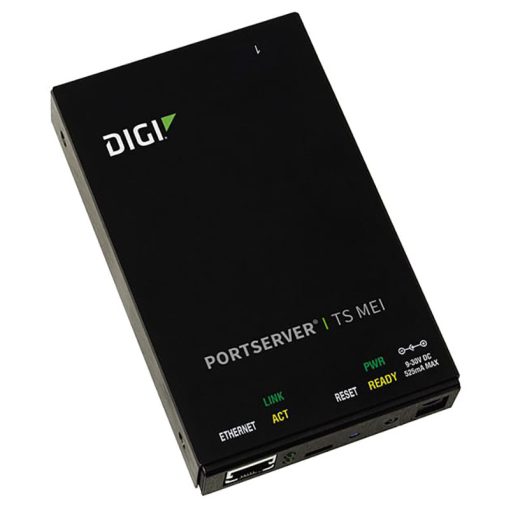 Digi PortServer TS MEI 1 port RS-232/422/485 RJ-45 Serial to Ethernet Device Server, 9-30VDC includes 12V/.5A Wall Mount power supply w/ US plug